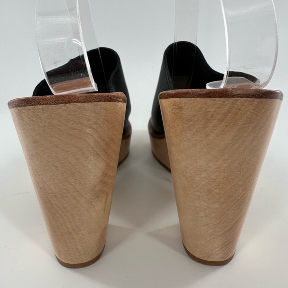 KJ Jacques womens platform sandals size 38 black leather wooden - Picture 4 of 13